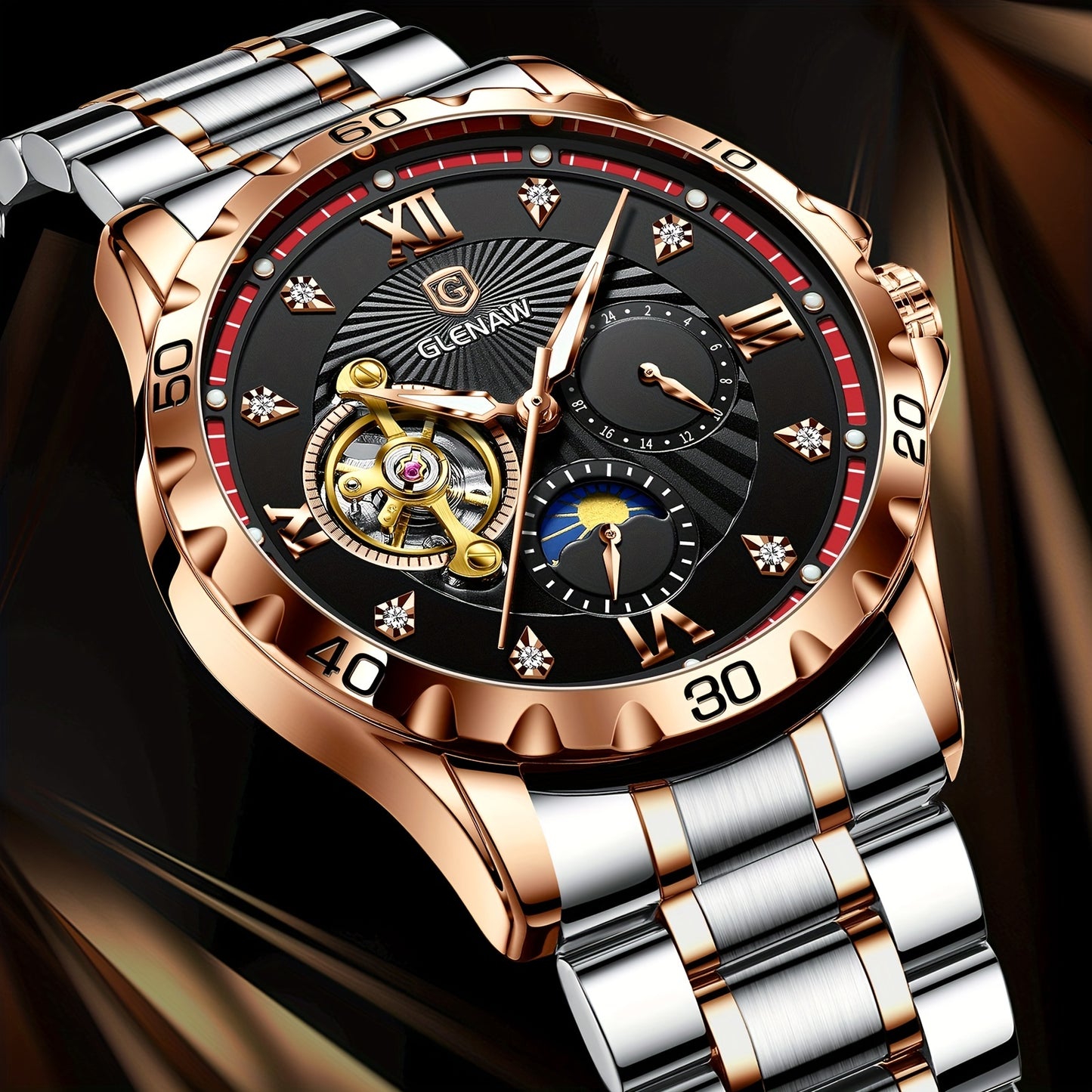 Men's Luxury Skeleton Automatic Watch - Waterproof Stainless Steel Strap, Self-Winding Mechanical Movement, Ideal Gift for Him, Business, Anniversary, or Special Occasions