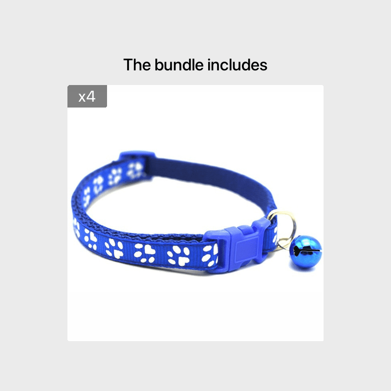 Rainbow Cute Bell Collar with Adjustable Buckle and Paw Print Design for Cats