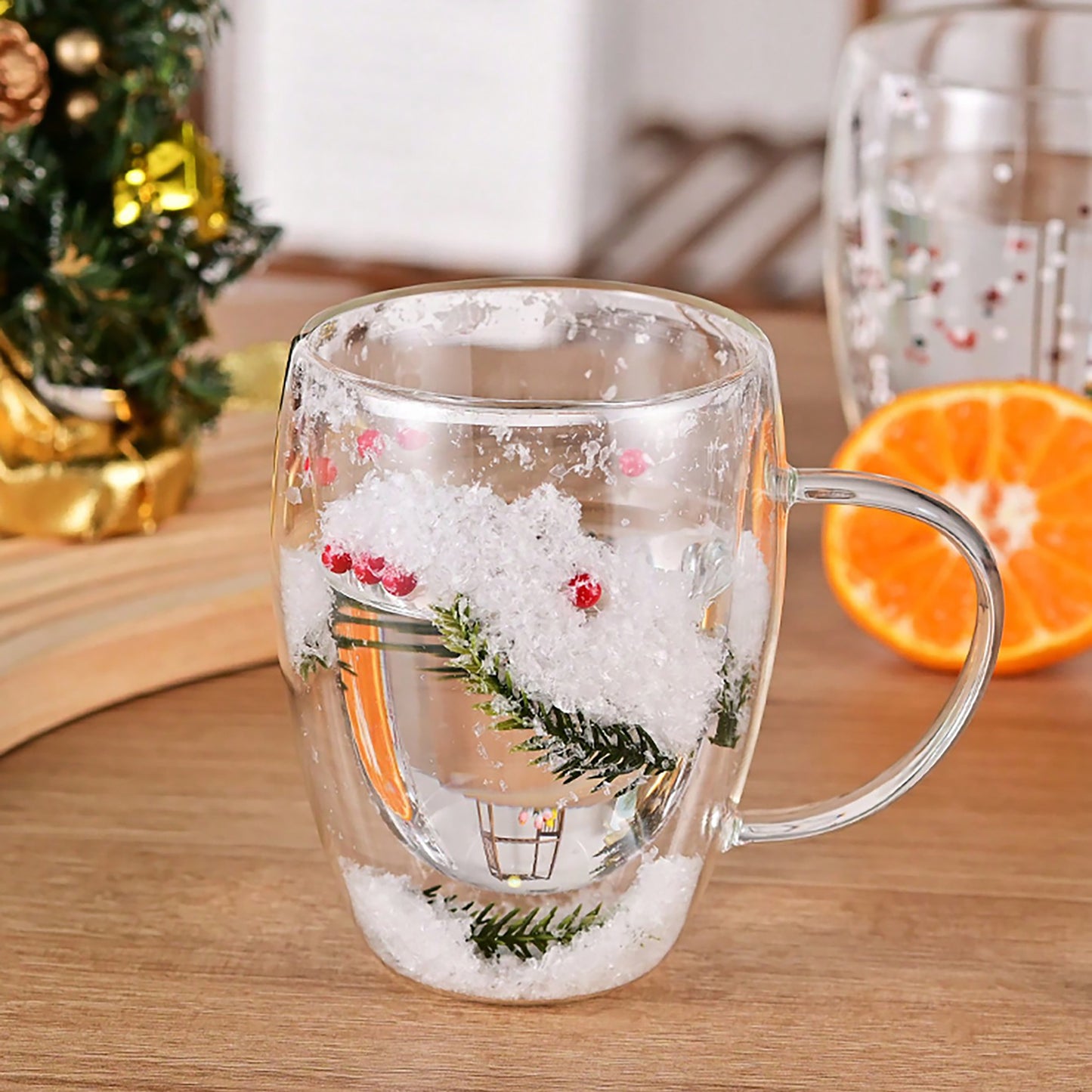 1pc Elegant Double-Walled Glass Coffee Mug with Dried Flower Detail - Thermal Insulated Drinkware for All Seasons - Ideal Birthday Present