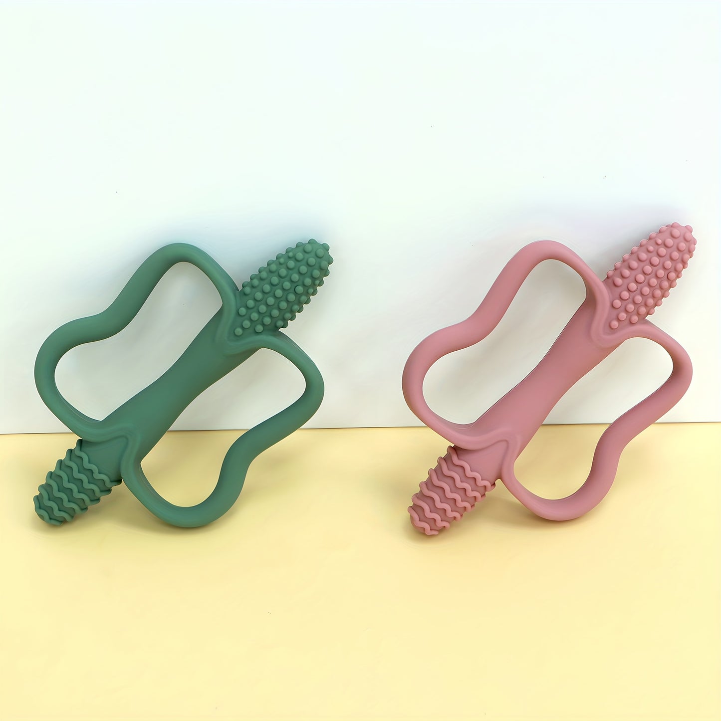 [Silicone Teether] Silicone Baby Toy Teether with Handle | Integrated Corn-Shaped Teether, Available in 6 Colors