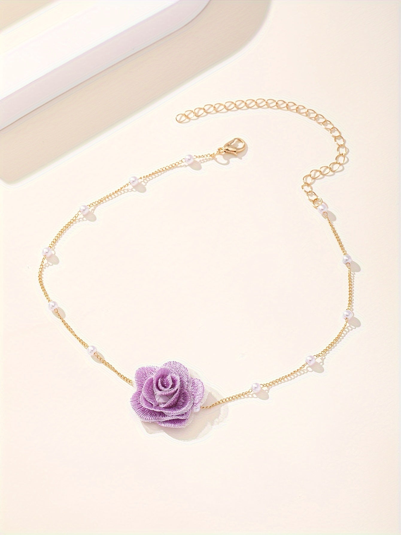 1pc Elegant Coquette Style 18K Golden Plated Faux Pearl Choker Necklace with Acrylic Fiber Flower, Versatile for Daily Wear, Parties, Weddings, and Special Occasions