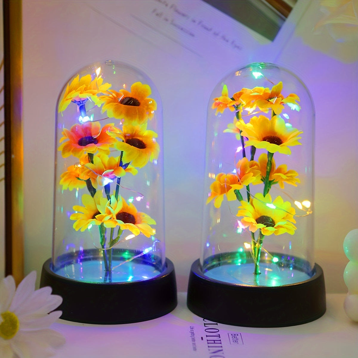 1pc Simulated Sunflower Decorative Night Light, Valentine's Day, Mother's Day, Anniversary, Weddings Gifts, Desktop, Bedside/Wall Cabinet Flower Decorative Light