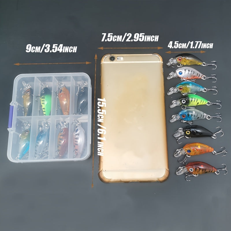 8pcs Crankbait Minnow Lure Set, Floating Artificial Fishing Lures, Topwater Baits