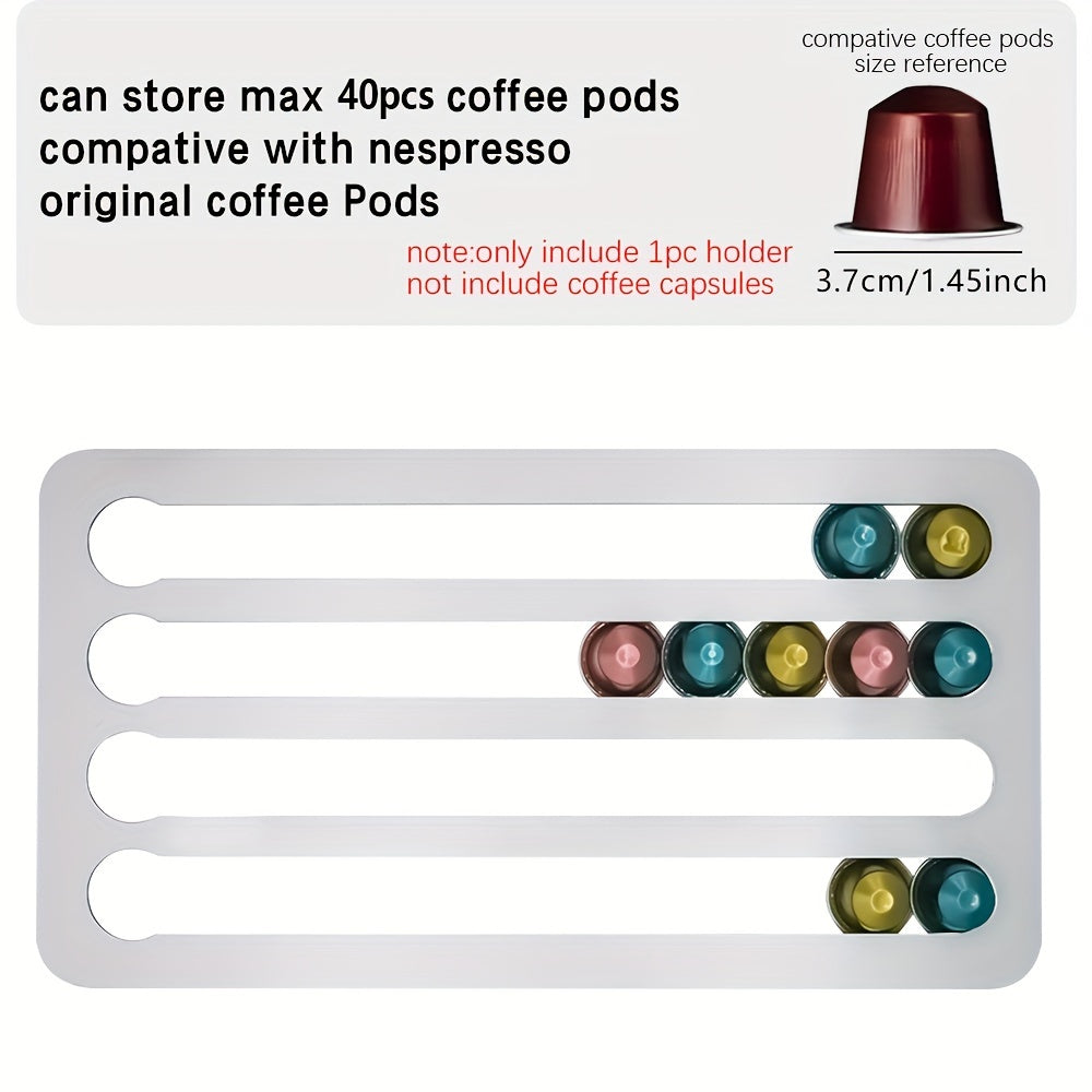 Rotary Coffee Capsule Holder Stand, Pod Tower Rack with Storage Shelves for 24/40 Capsules, Metal Construction