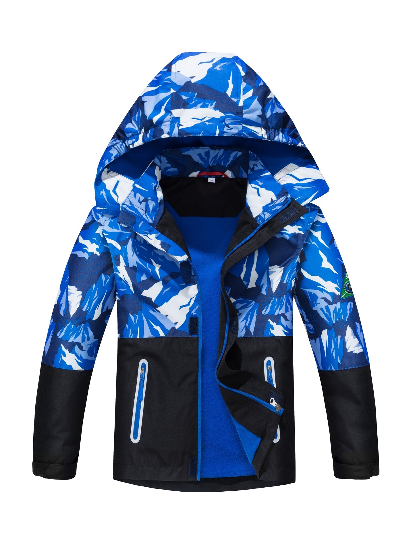 TOP&SKY KIDS Boys Lightweight High Quality Jacket with Removable Hood - Windproof Coat, Full-Zip Closure, Green/Black Camo, Machine Washable Outerwear for & Kids (Spring/Fall) - Ideal for Running, School, Travel, Kids Outdoor