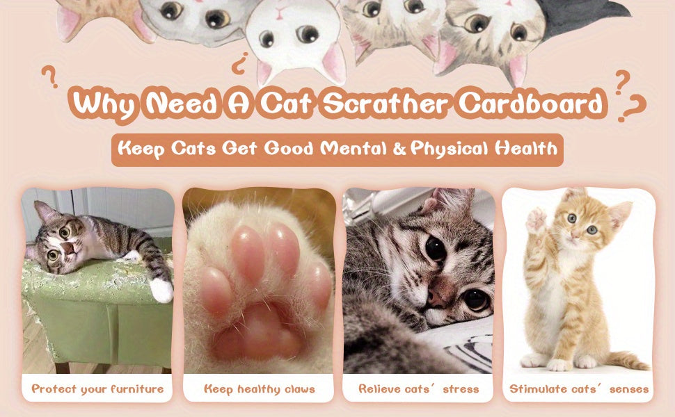 Foldable Cat Scratch Board Toy With Bell Ball And Glass Ball, Durable And Reusable Cat Scratching Pad Cat Claw Grinding Toy