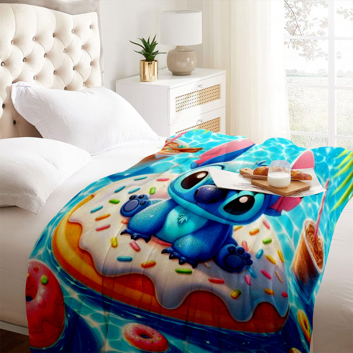 1pc Stitch Cartoon Plush Blanket - Soft Flannel, Warm & Cozy, Ideal Gift for Birthdays, Holidays, and Anniversaries, Perfect for Home Decor, Vacation Homes, Entertainment, Car, Bedroom, Sofa, Stuffed Animal & Plush Toy Set, S