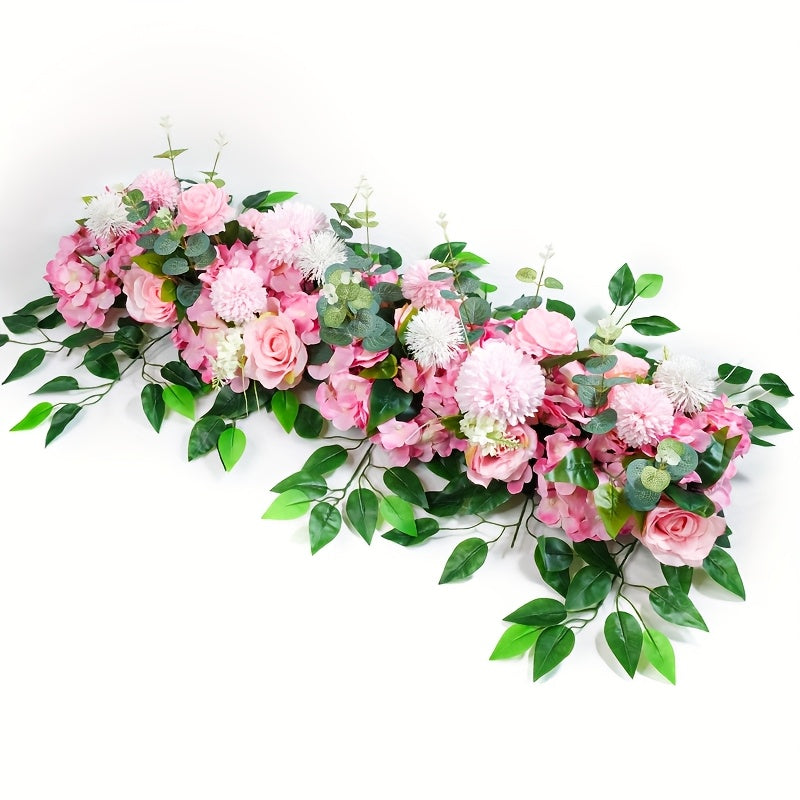 Artificial Peony & Rose Flower Garland Decor, Decor Floral Arrangement for Wedding Arch Background, DIY Wedding Wall Decor Supplies with Plastic Foliage, Party Event Decor