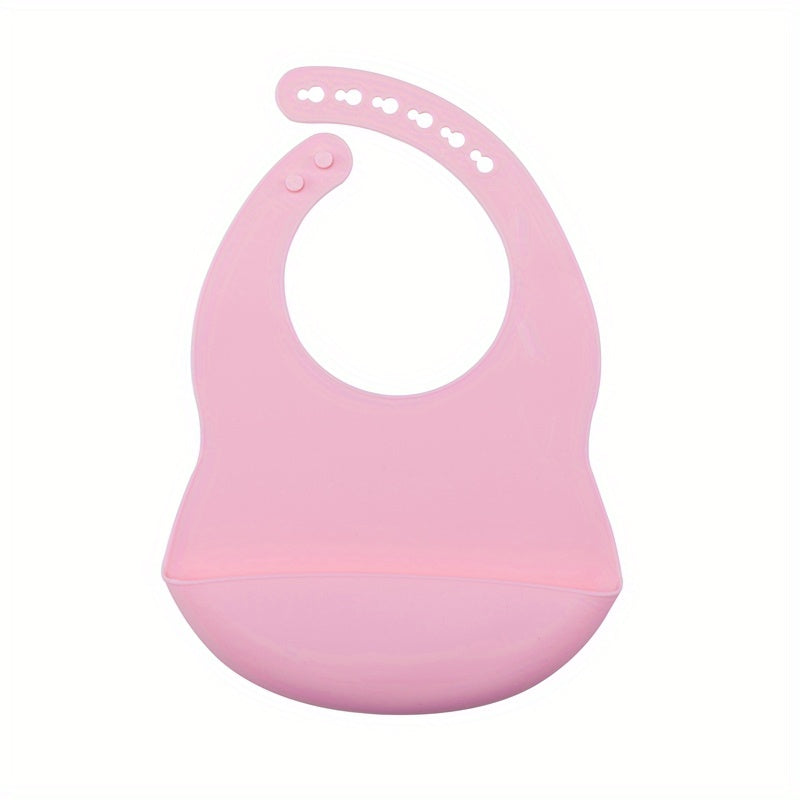 Baby Soft Bib, Simple Plain Color Blank Pattern Adjustable Size Silicone Bib for 1 Year Old +, Christmas, Halloween, Thanksgiving Day Gift Easter Gift