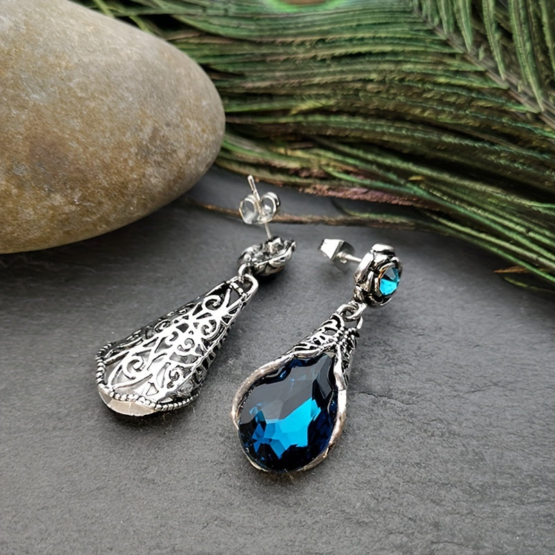 Rose Flower Water Drop Earrings, Fashion Vintage Earrings For Men