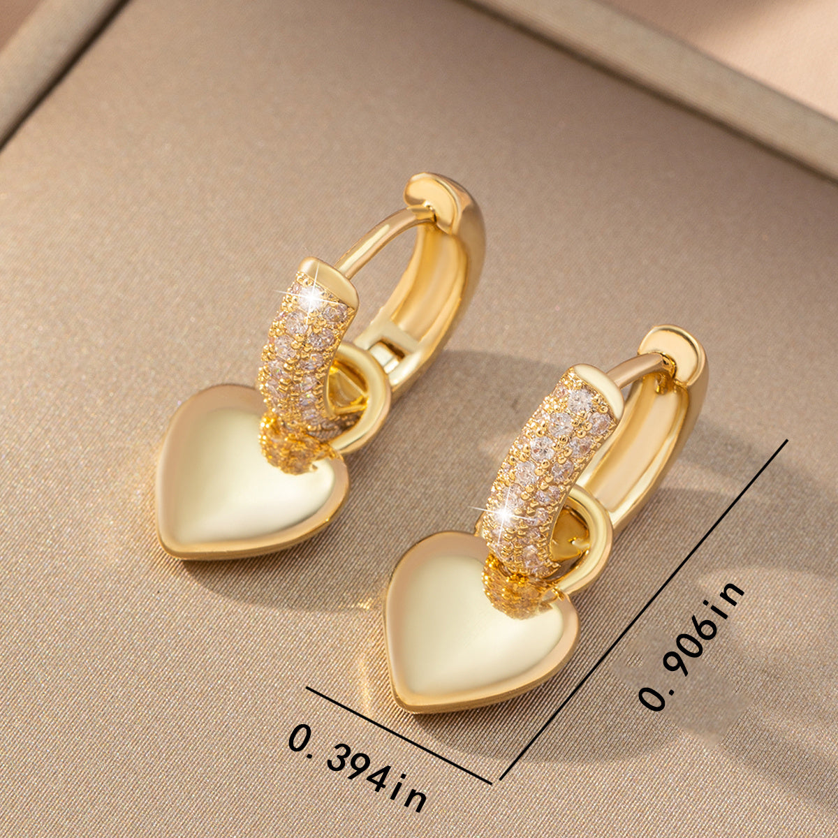 Luxury Love Heart Zirconia Pendant Earrings For Women   1Pair