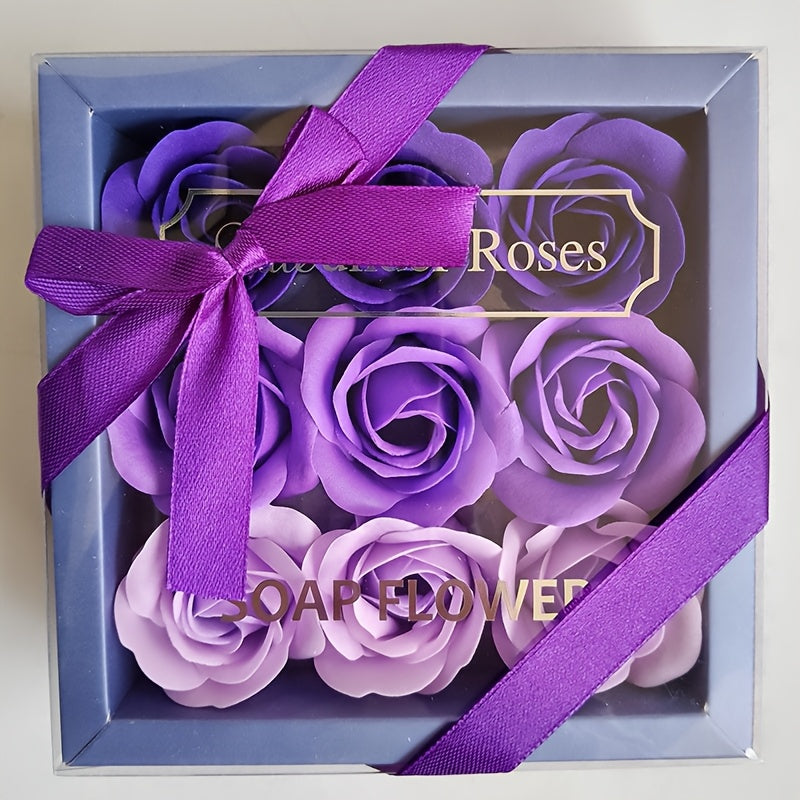9pcs, Roses Soap Flower Gift Box Christmas Gift Mother's Day Valentine's Day Gift Box Wedding Housewarming Bridesmaid Gift Activity Small Gift