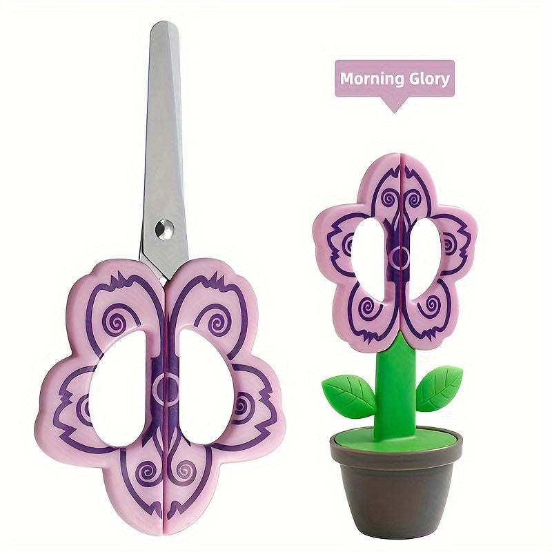 Cute Flower-Shaped ABS Resin Safety Scissors - Right-Handed, Perfect for Office & School Supplies, DIY Crafts, and Desk Decor by YOJII