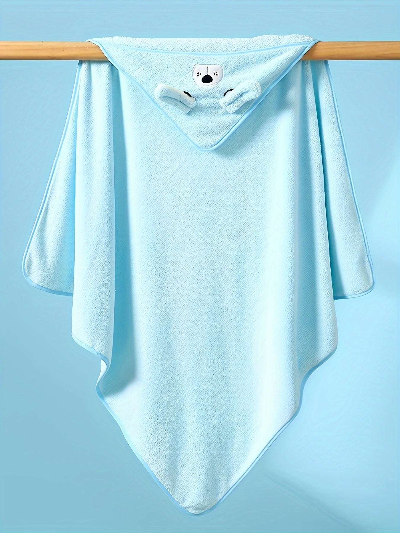 Baby Boy's 3D Animal Ear Bathrobe, Plain Cartoon Pattern, Soft Breathable Strong Absorbency, Baby Bath Towel, Can Be Used As A Quilt, Nap Blanket, Stroller Blanket.