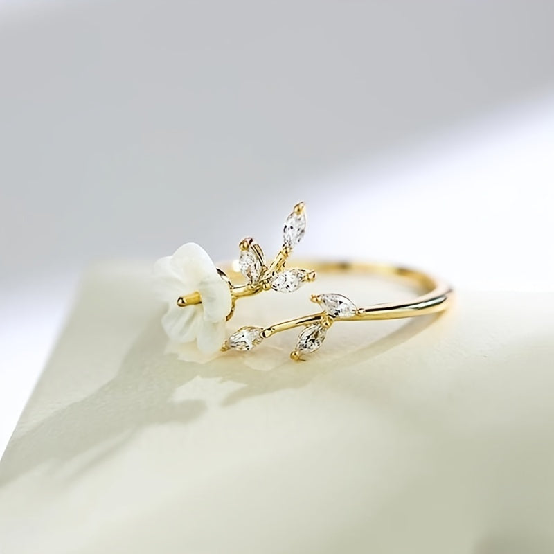 Creative Flower Leaf Ring, Trendy Party Jewelry, Christmas Halloween Gift, New Year's Gift, Valentine's Day Gift For Women Mom Family Friends