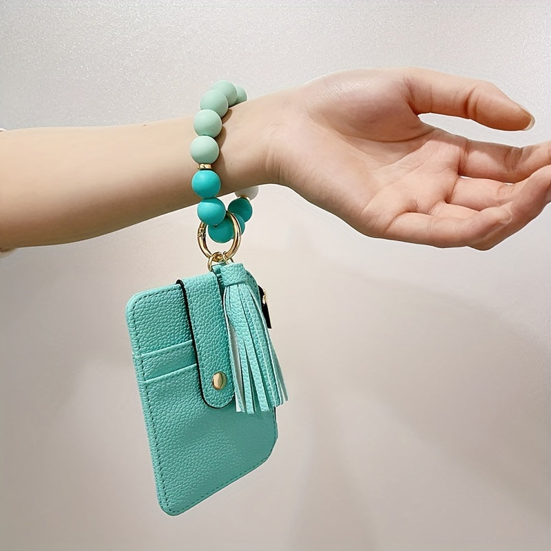 1pc Stylish Leopard Sun Flower Cow Pattern Silicone Bangle - Western Cowboy Bag Bead Keychain, Ladies Wallet Card Holder, Fashionable Key Ring with Unique Design and Colorful Pattern