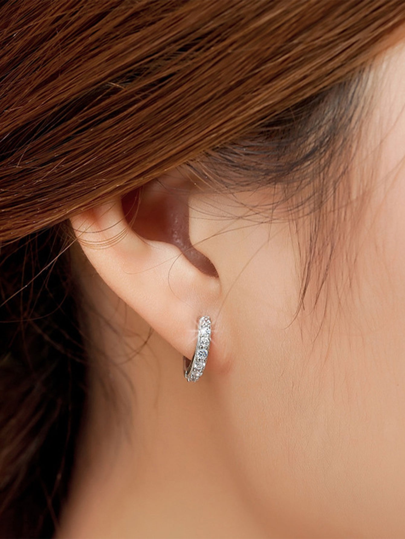 Tiny White Zircon Hoop Earrings One Row Shiny Zircon Hoop Earrings Cartilage Piercing Earrings
