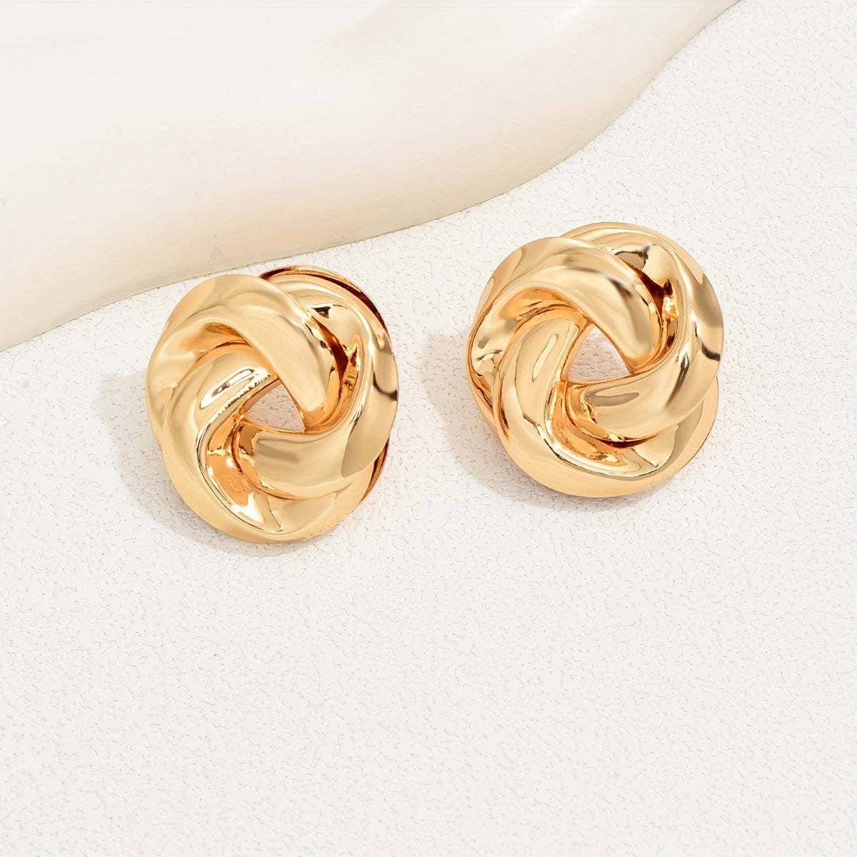 Radiant Punk Glam - Twisted Flower Stud Earrings - Durable Iron Jewelry for Womens Daily & Party Chic - Fashion-Forward Ear Ornaments