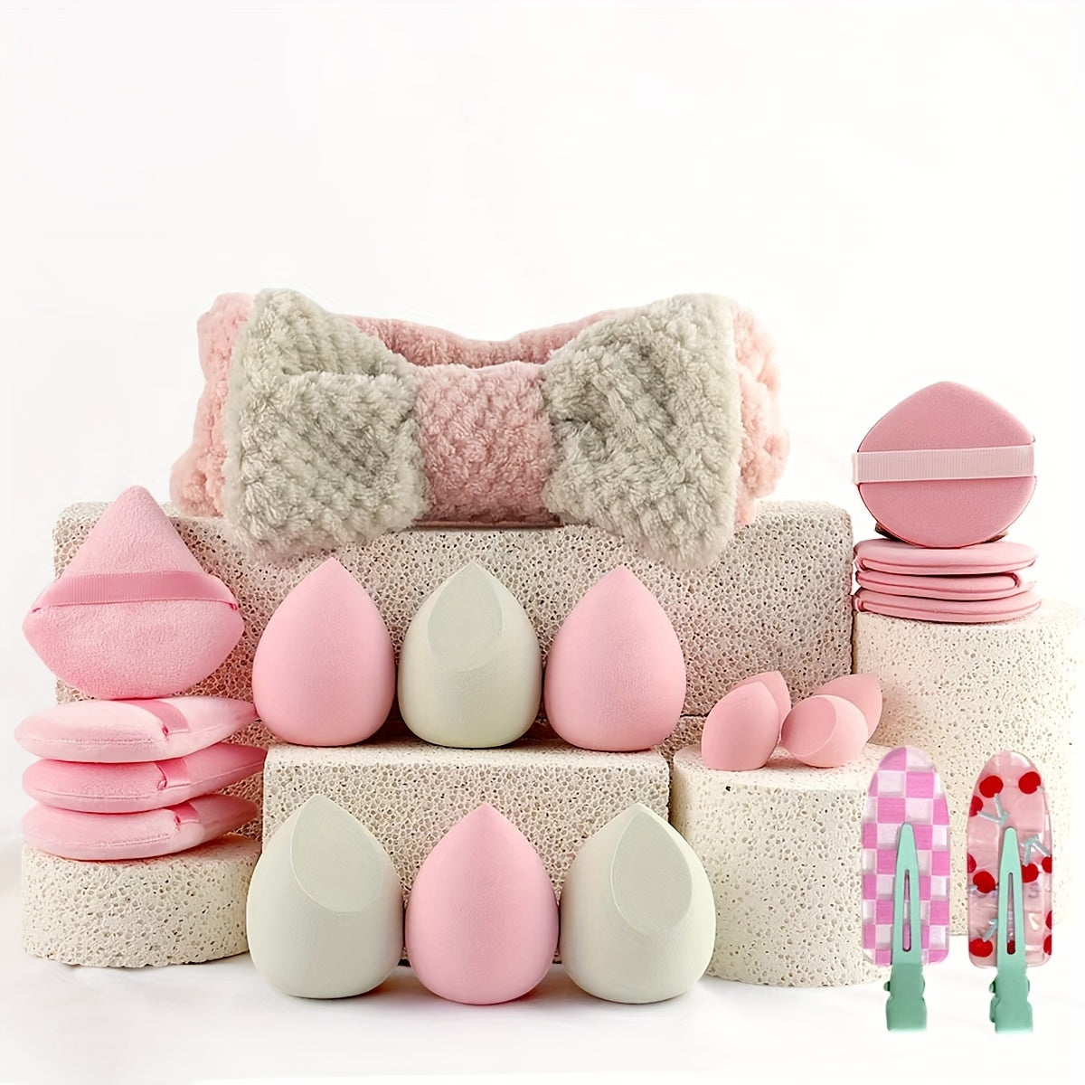 Popular Choice Luxury and Durable 21/41pcs of Pink Makeup Kit, the Set Includes a Multi-size Soft Brush, a Variety of Makeup Eggs, a Portable Large-capacity Travel Makeup Bag, and a Full Set of Pink 2026 Internet Celebrity Ma