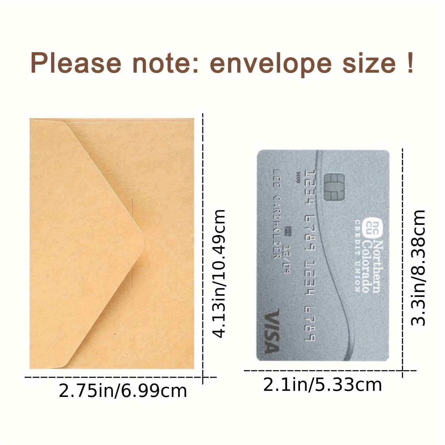 50pcs Kraft Paper Vintage Square Mini Envelopes, Self-Sealing Greeting Card Holders for Thanksgiving & Everyday Use
