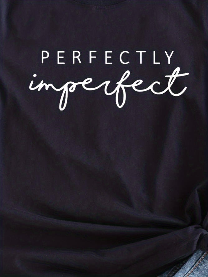 Letter Print Crew Neck T-shirt, Casual Loose Short Sleeve Summer T-Shirts Tops, Women's Clothing