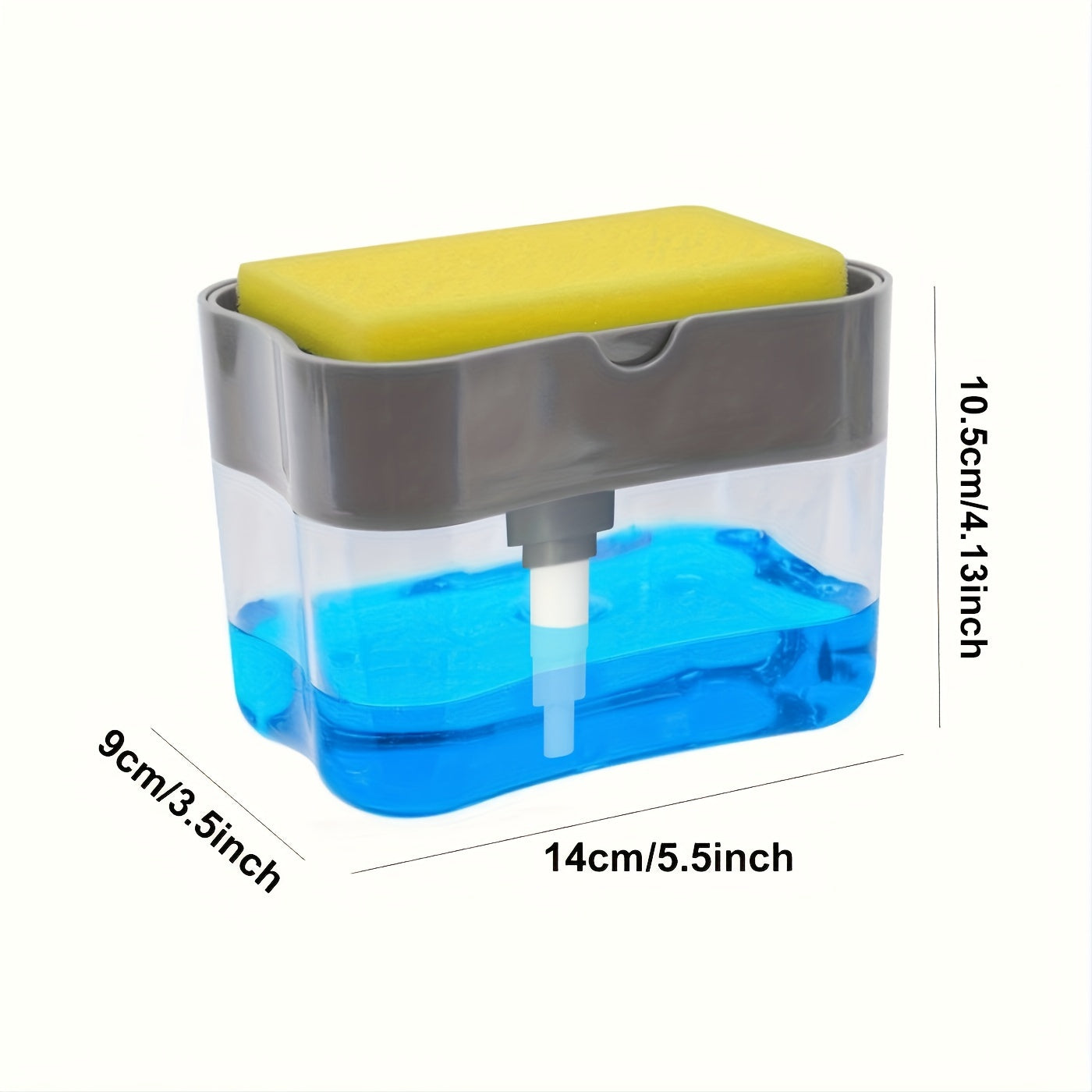 Modern Plastic Dish Soap Dispenser with Sponge Holder, Lightweight Square Kitchen Sink Accessory, Space-Themed Solid Colour Design, Hand Wash Only
