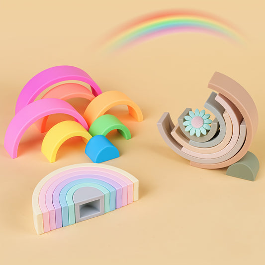 Rainbow Stacker Shape Puzzle , 7pcs Rainbow Nesting Puzzle , Educational Sensory Toy , Kids And Toddler Stacking Toy , Building Blocks Baby , Nontoxic Material , Early Learners