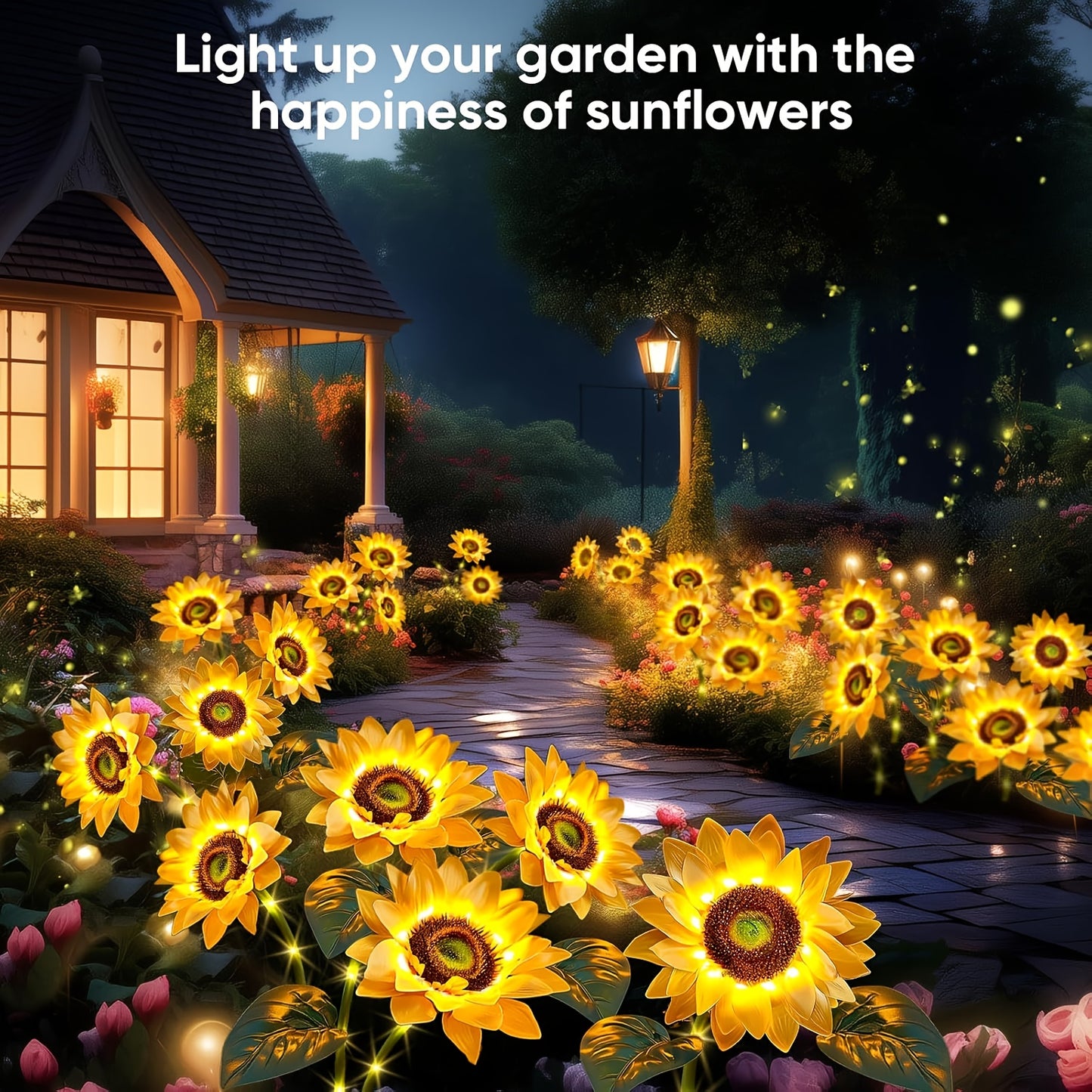 LED Solarium Flower with Realistic Sunflower Lamp - Outdoor/ Lawn & Balcony Landscape Lighting, Plug-Free Operation, Durable Plastic (Easy Semi-Recessed Installation) - Photovoltaic