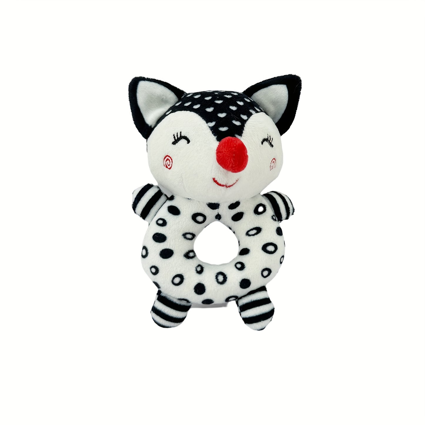 [Gift Ready, Baby Rattle] Black and White Baby Rattle Toy | Soft Texture, Polyester Fiber, Colorful Yarn Ball, Hand Grip Stick, Perfect Gift for Youngsters
