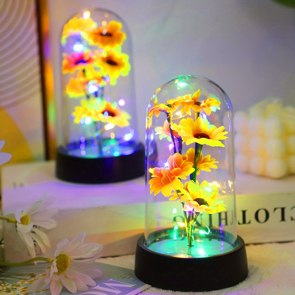 1pc Simulated Sunflower Decorative Night Light, Valentine's Day, Mother's Day, Anniversary, Weddings Gifts, Desktop, Bedside/Wall Cabinet Flower Decorative Light