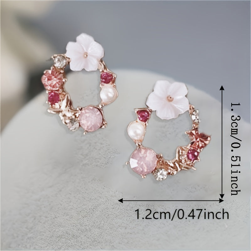 Elegant Faux Pearl & Flower Stud Earrings: Timeless, Allergy-Free, Chic for Every Occasion