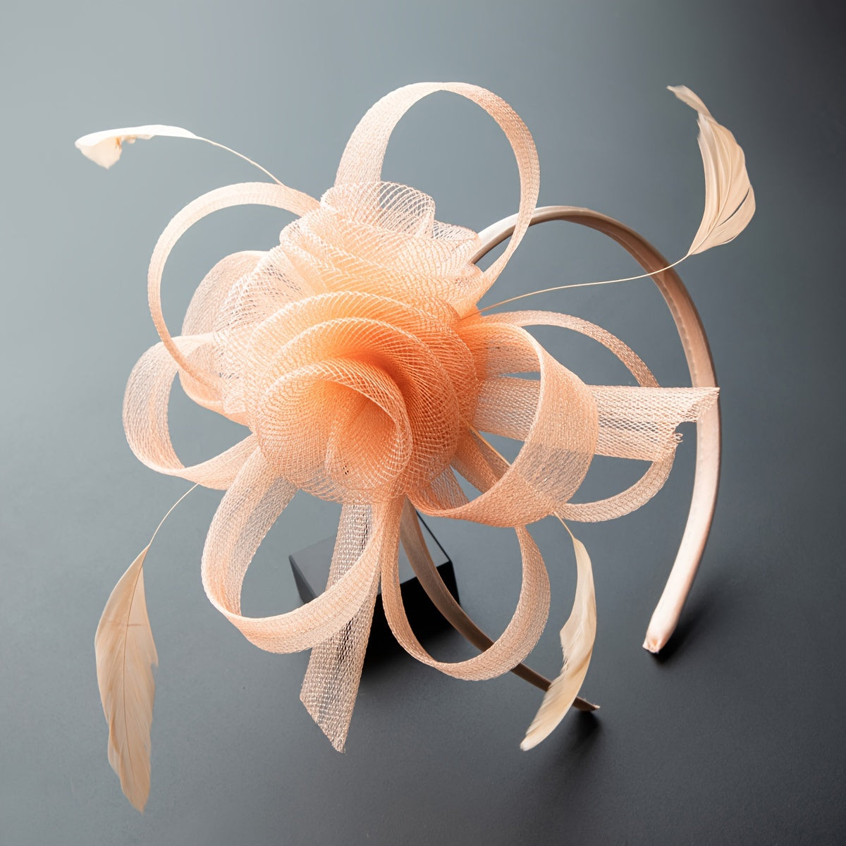1pc Elegant Women'S Fascinator Headband - Polyester Mesh Flower Veil with Feather Detail for Cosplay, Bridal, Wedding, Tea Party, Church Hat Accessory, Derby Racing - Birthday Gift, Carnival/Mardi Gras/Masquerade