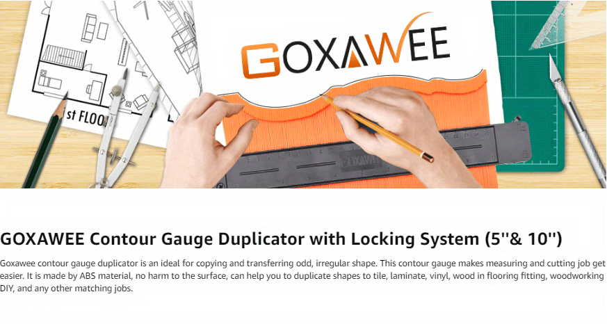 GOXAWEE Contour Gauge Profile Tool, 12.7cm/25.4cm Adjustable Lock, Precisely Copy Irregular Shape Duplicator For Flooring, Construction, Carpenter, DIY Handyman
