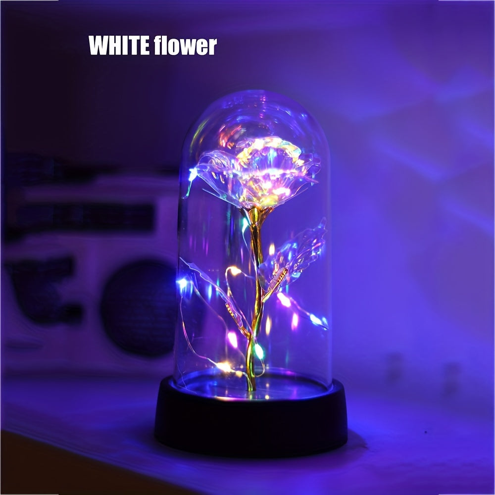 One Piece of Contemporary LED Rose Flower Night Lamp Featuring a Plastic Cover, Powered by Batteries, Ideal for Tabletop Decoration in Bedrooms And Homes. This Rose Lamp Is Perfect for Occasions Like Valentine'S Day, Mother'S
