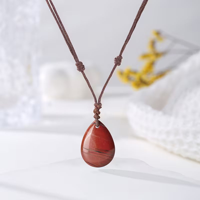 Natural Stone Hand-woven Drop Pendant Necklace