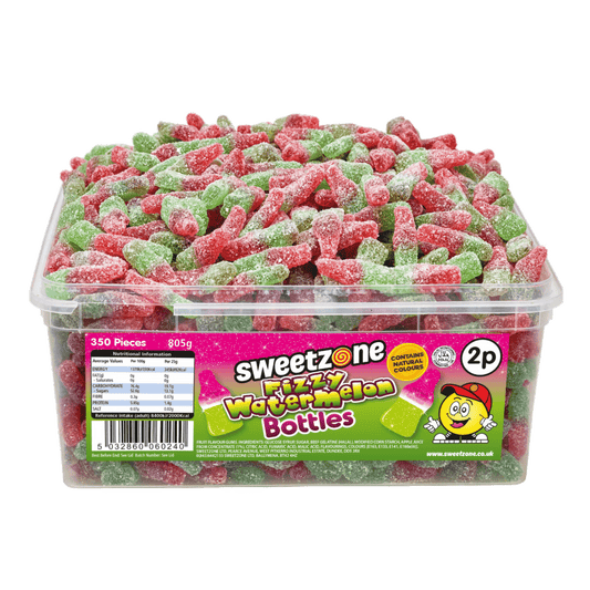 Sweetzone Fizzy Watermelon Bottles - 805g Tub - 350 Pieces - Pic N Mix Style Sweets