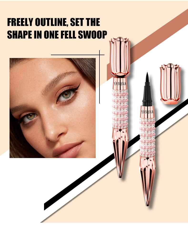 Black Liquid Eyeliner Pen, Rhinestone Bronzing Eyeliner Pen Long Wear Waterproof And Sweat Proof Eye Makeup Tool