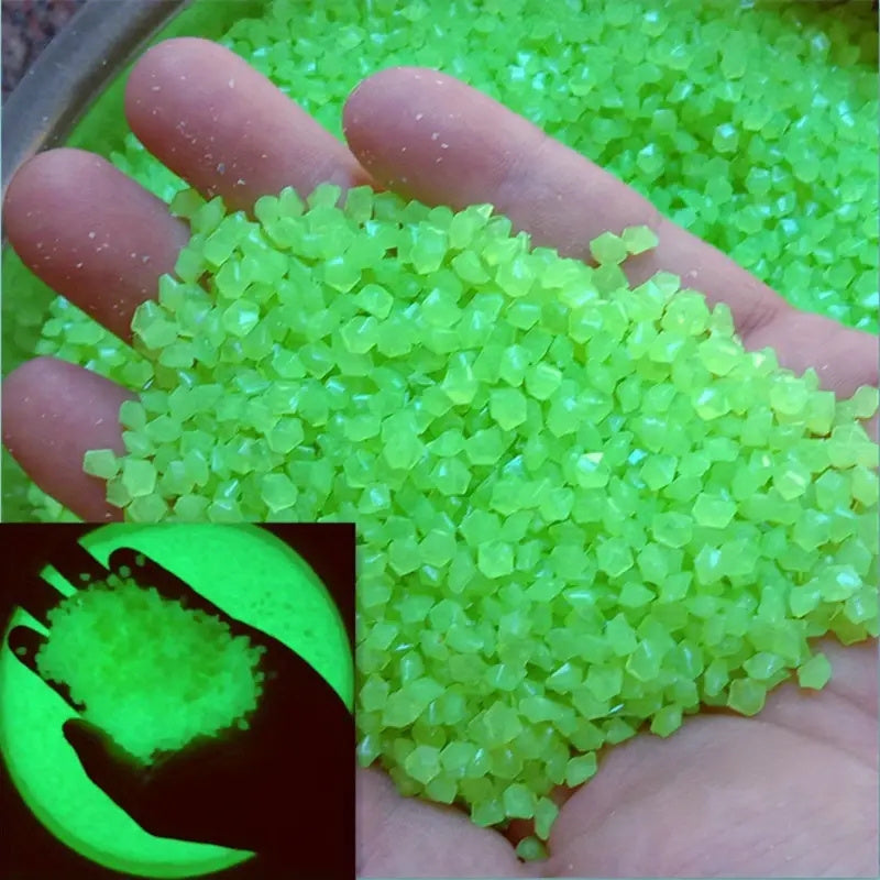 1000pcs/bag Garden Gardening Aquarium Viewing Fluorescent Small Gravel Broken Vase Hourglass Luminous Sand Fluorescent Particles, 25g
