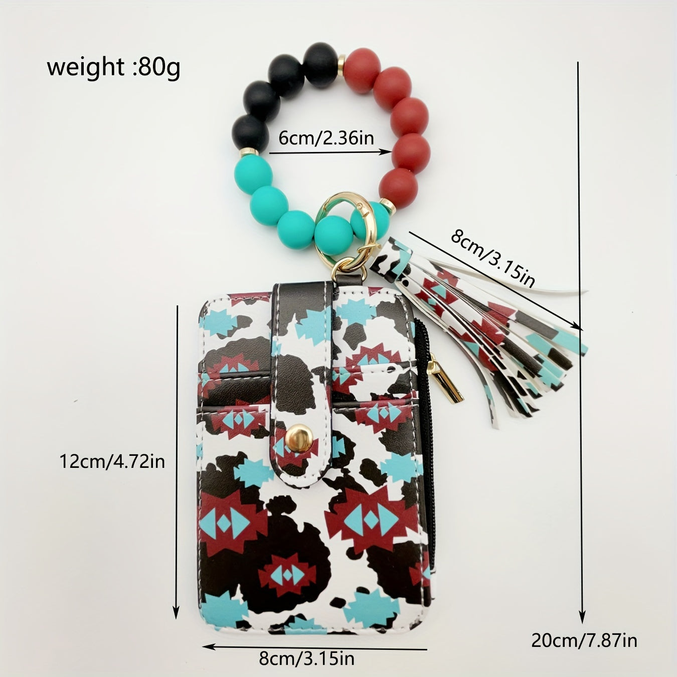 1pc Stylish Leopard Sun Flower Cow Pattern Silicone Bangle - Western Cowboy Bag Bead Keychain, Ladies Wallet Card Holder, Fashionable Key Ring with Unique Design and Colorful Pattern