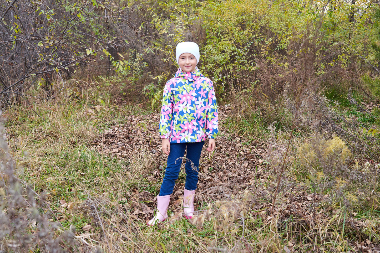 Girls' Gradient Color Hooded Jacket - Lightweight Windproof Winter Coat with Removable Hood, Zipper Closure & Animal Print Design for Casual Outings & Outdoor Play, Hooded Coat, Playful Design