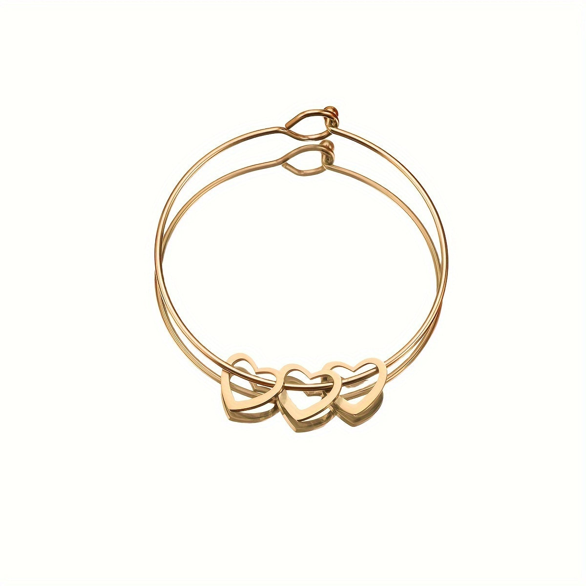 Customized Stainless Steel Bangle with Personalized Lettering - Adjustable, Engraved Family Names, Heart Charms, Meaningful Mothers Day Gift, Durable Fashion Jewelry