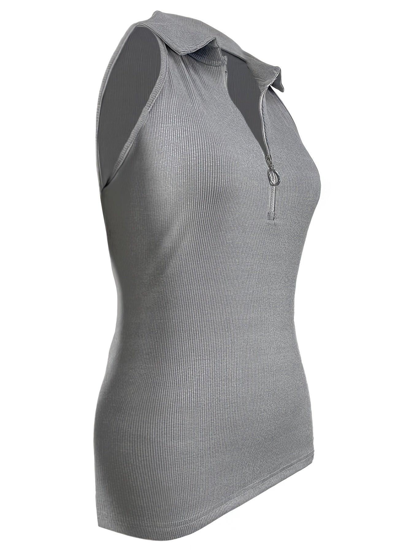 Women's Summer Slim-Fit Zip-Front Collar T-Shirt - Solid Color X-Line Short Sleeve Blouse, Medium Stretch Casual & Dressy Outfits