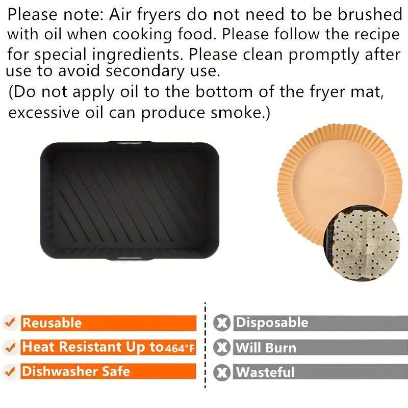 1/2pcs Square Air Fryer Silicone Pots - Reusable Non-Stick Baking Trays with Handles, High-Temp Resistant Oven & Air Fryer Liners, 19.48x12.7x6.99 cm, Easy Clean (Black/Red/Blue/Grey), Air Fryer Silicone Liners
