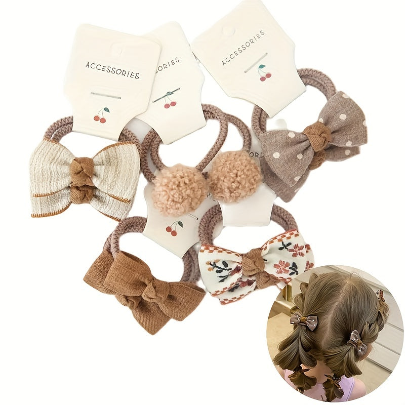 10pcs Cute Bowknot Headwear, Kids Elastic Hair Bands, Cartoon Accessories Baby Headdress