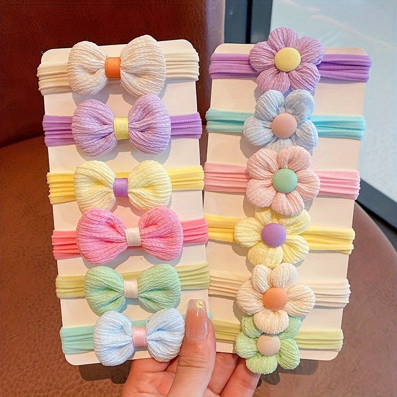 6pcs, Sweet Fresh Simple Candy Colors Hair Ties, Country Style Flower & Bow Hair Ties, Girls Casual Leisure Hair Accessories, Gift Photo Props