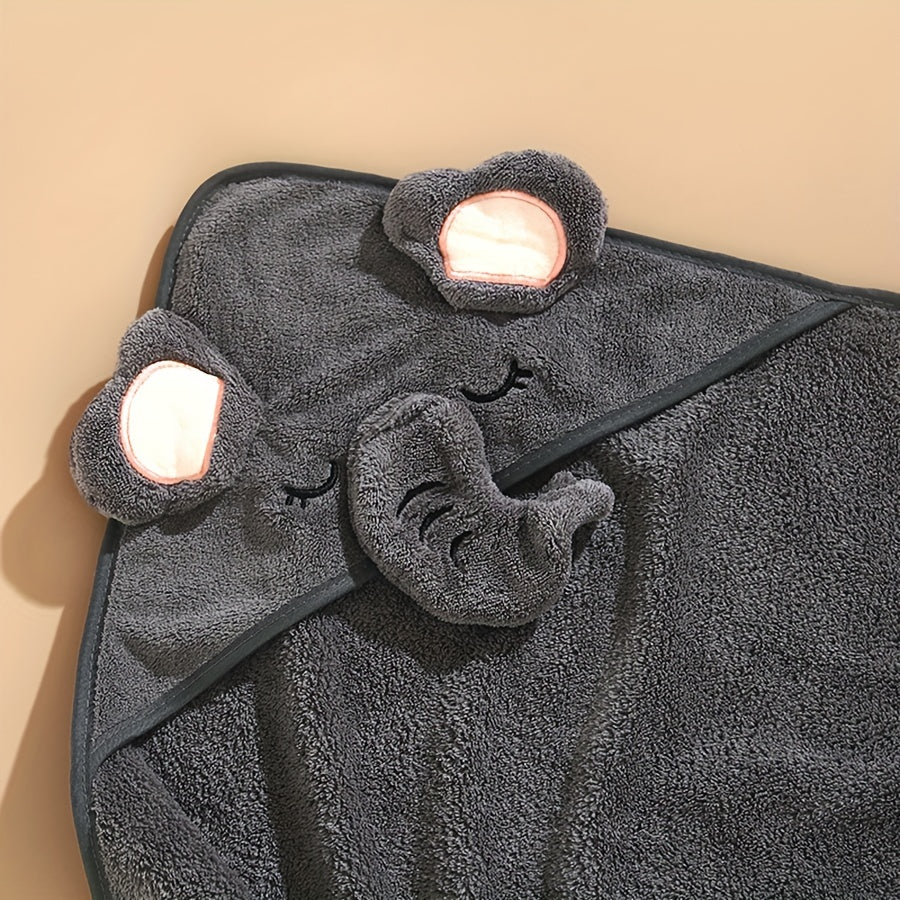 Baby Boy's 3D Animal Ear Bathrobe, Plain Cartoon Pattern, Soft Breathable Strong Absorbency, Baby Bath Towel, Can Be Used As A Quilt, Nap Blanket, Stroller Blanket.