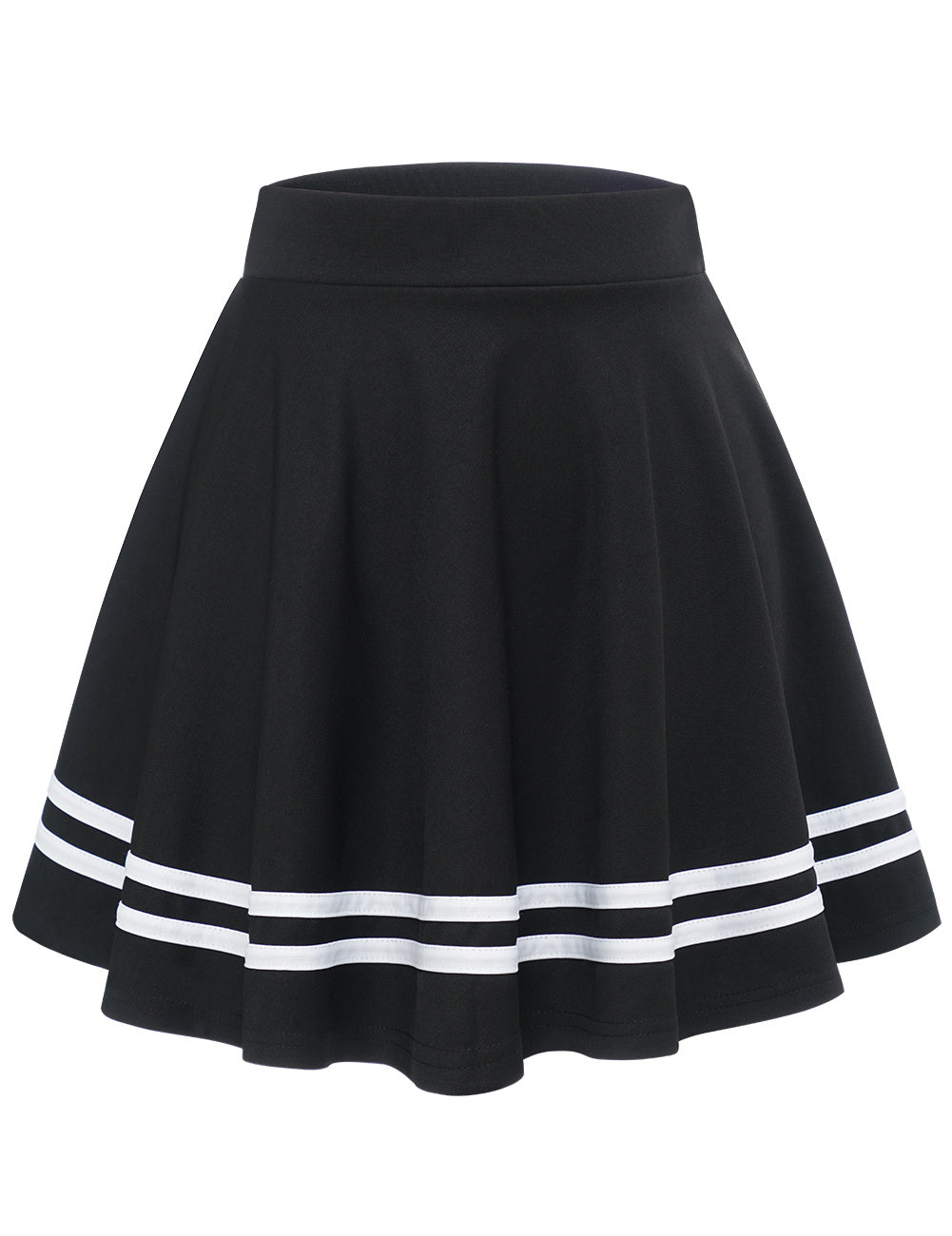 Striped A-Line Skater Skirt, Versatile High Waist Skirt For Spring & Summer, Women's Clothing