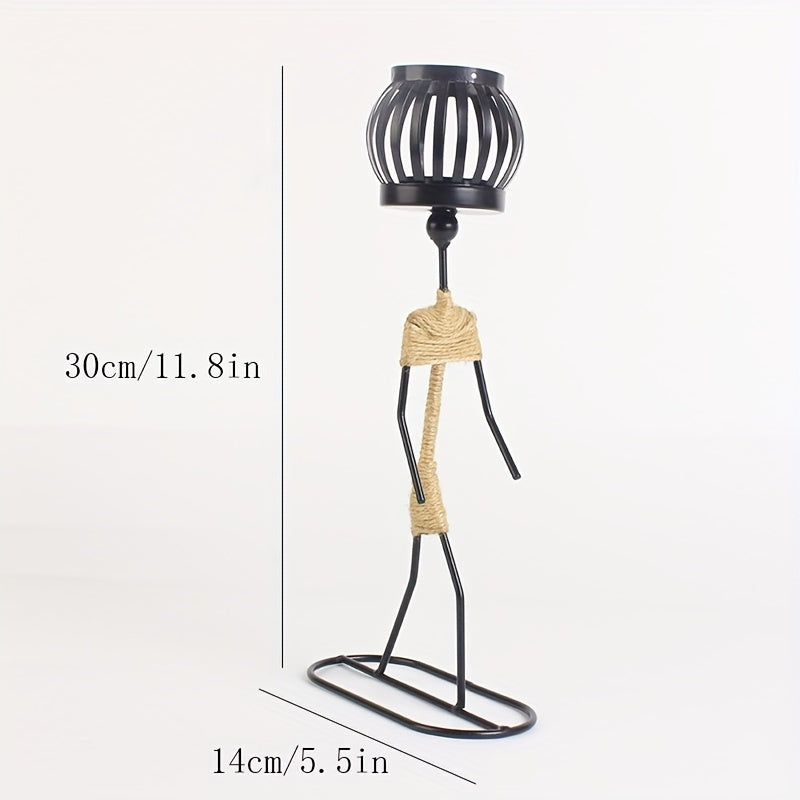 [1pc Lady Character Candle Holder] 1pc Metal Shaped Candle Holder With A Lady Character Design, Christmas Decoration, Christmas Candle Holder