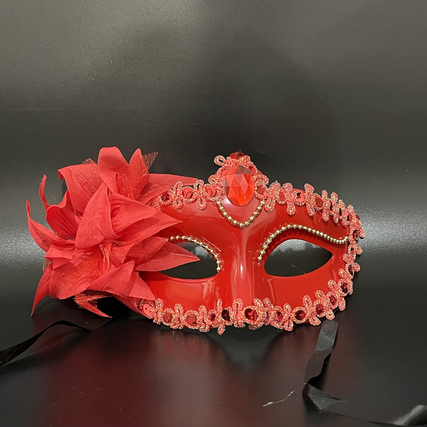 1pc Elegant Lily Flower Rhinestone Mask, Party Dress-Up Mask, Social Gathering Props