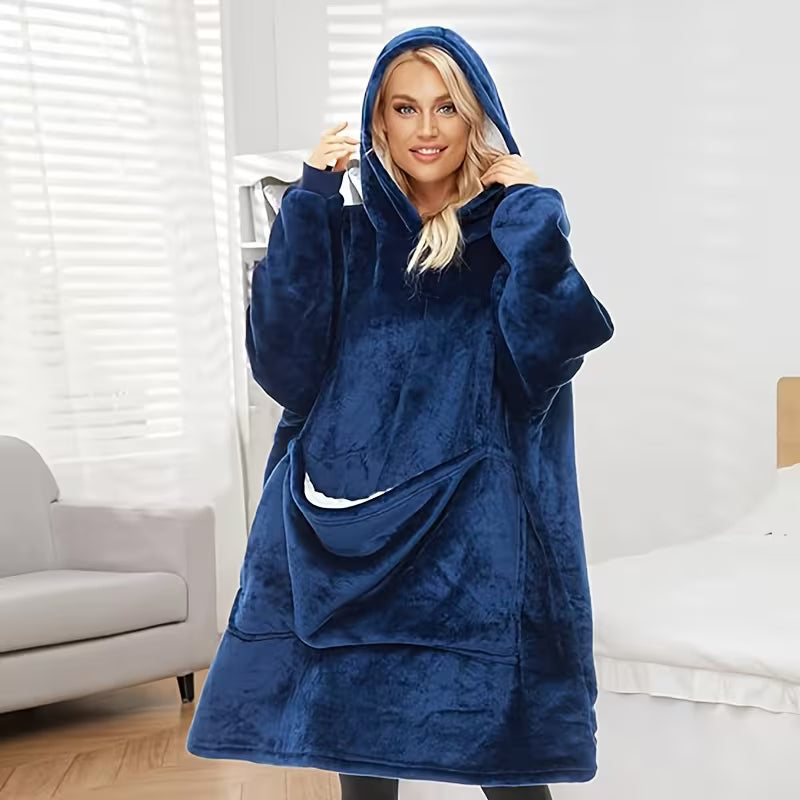 Soft and Comfortable Oversized Pocket Hooded Blanket
